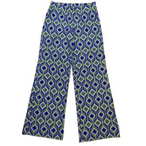 Jude Connally Blue and Green Geometric Wide Leg Pants